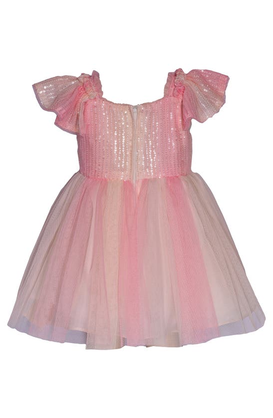 Shop Iris & Ivy Kids' Sequin Flutter Sleeve Party Dress In Blush