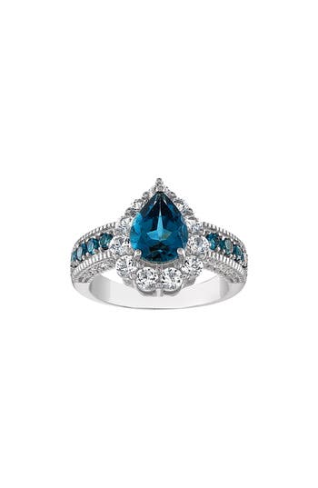 Fzn Sterling Silver London Blue Topaz & Cz Ring In Silver/blue Topaz