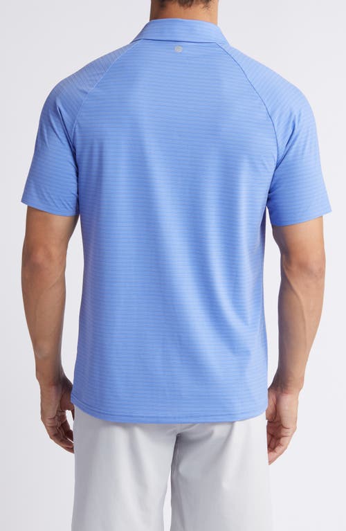 Shop Zella Fadeout Stripe Performance Polo In Blue Hydrangea