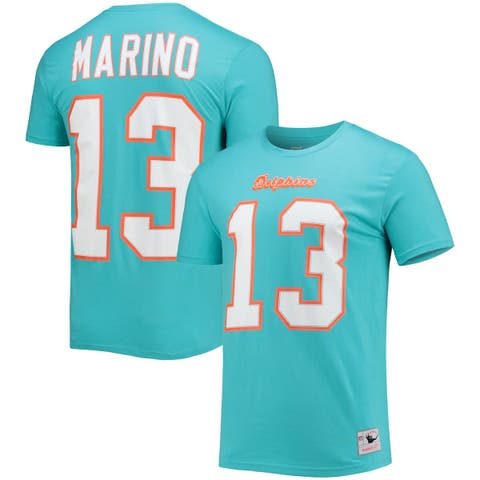 Men's Mitchell & Ness Dan Marino Aqua/Orange Miami Dolphins Big & Tall Split Legacy Retired Player Replica Jersey