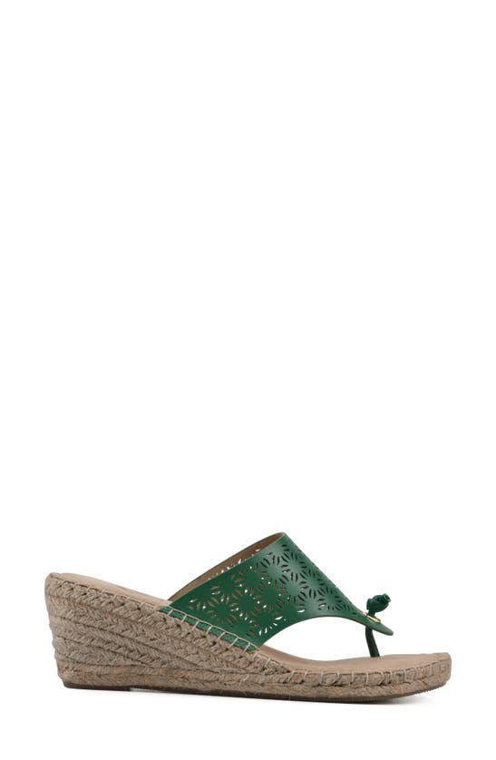 Shop White Mountain Footwear Beaux Espadrille Wedge Sandal In Classic Green/ Smooth