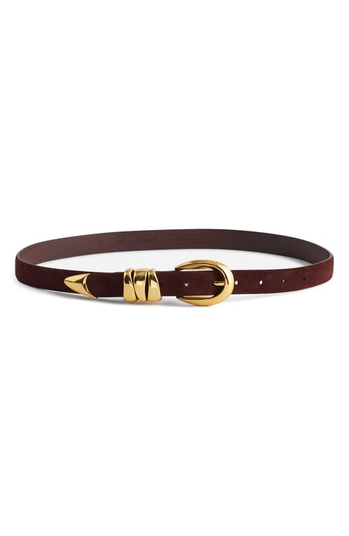 Shop Madewell Triple Keeper Suede Belt In Chocolate Raisin