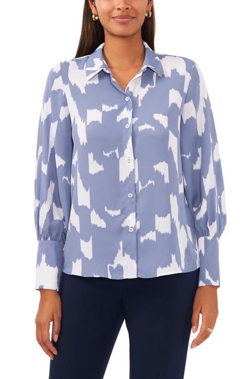 halogen(r) Abstract Print Crepe Button-Up Shirt in Infinity Grey