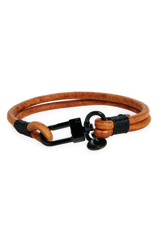 Shop Caputo & Co Craftman Leather Bracelet In Tan
