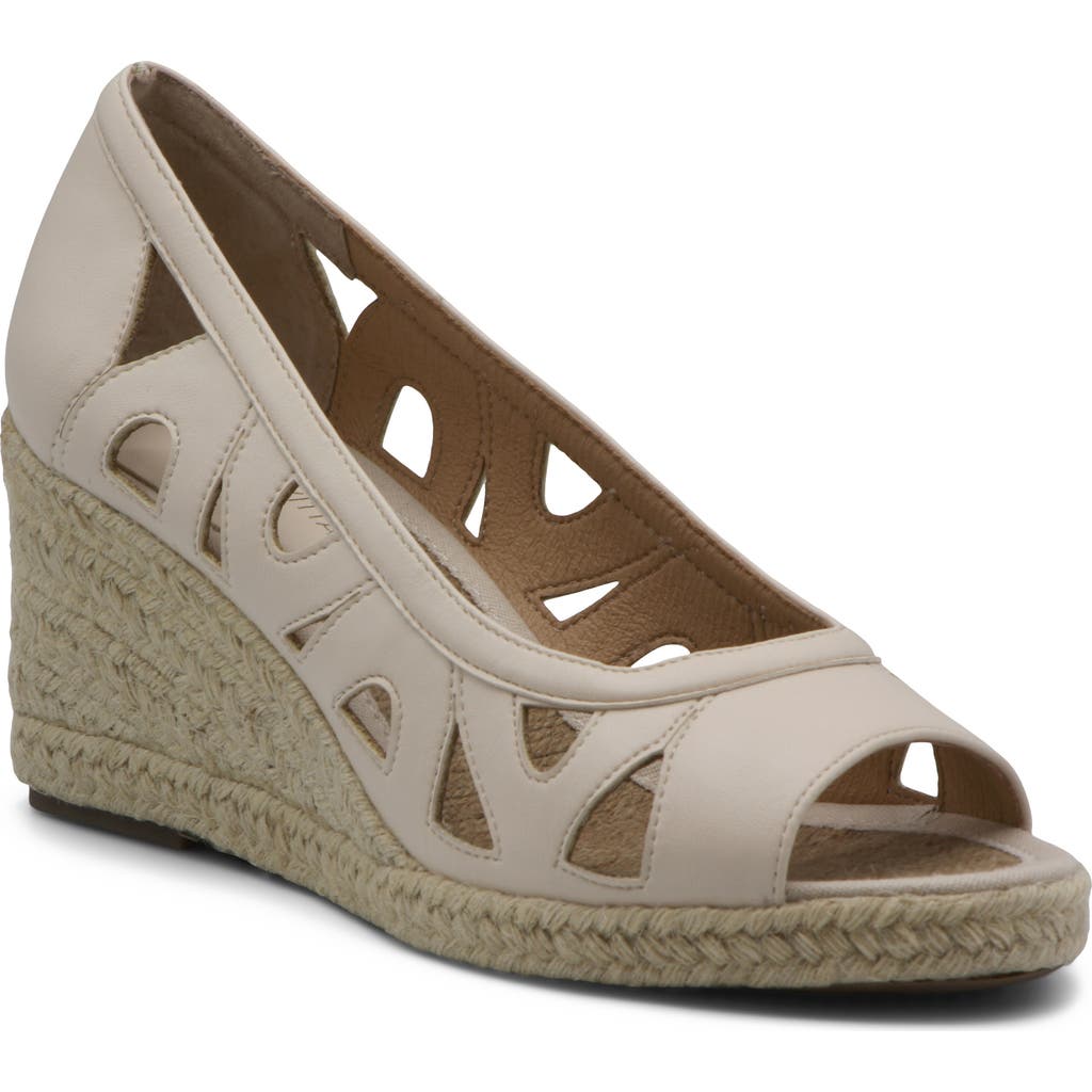 Adrienne Vittadini Brea Cut Out Espadrille Wedge Sandal In Ecru