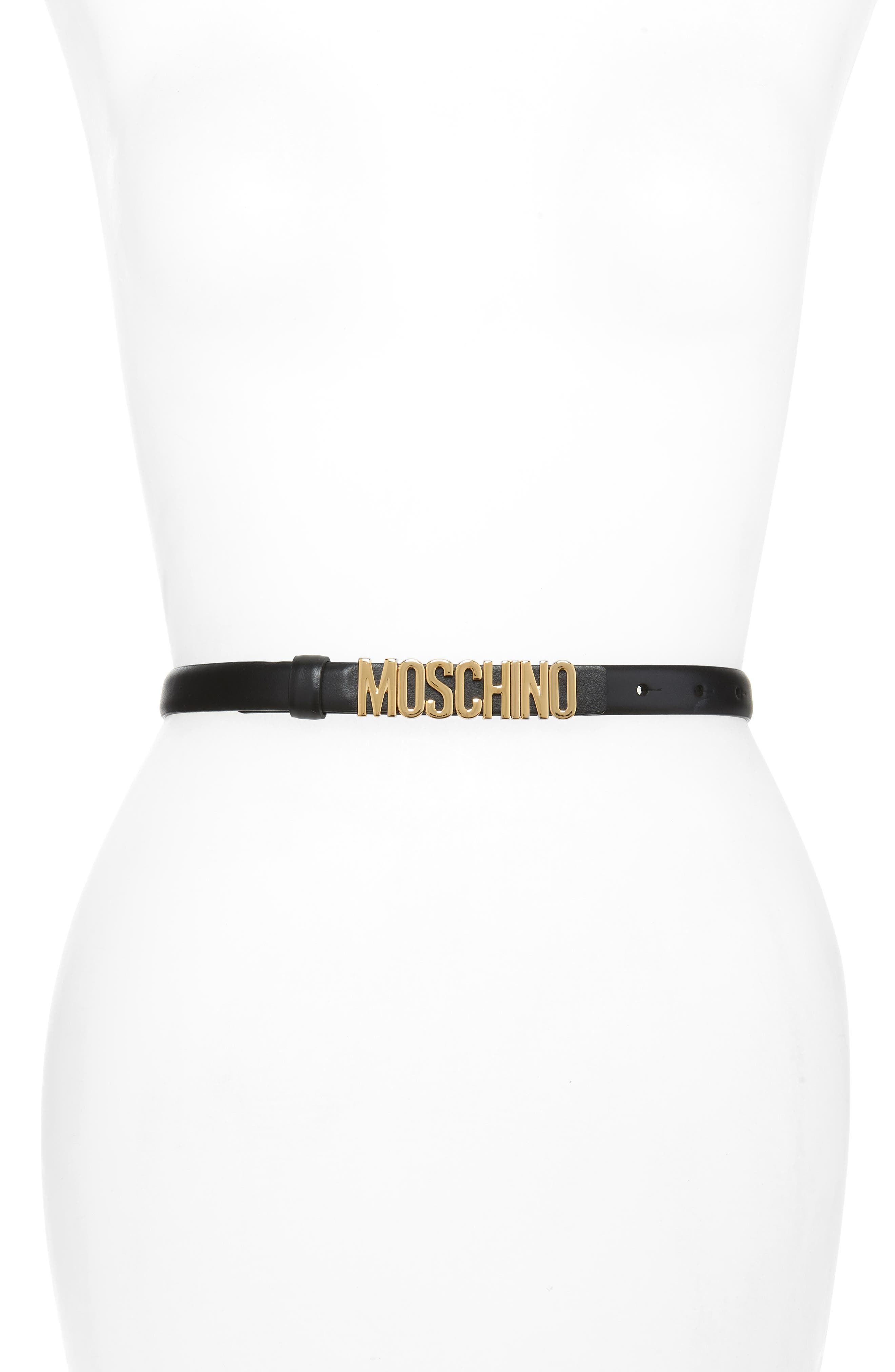 Moschino Logo Skinny Leather Belt 