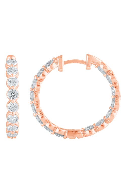 Shop Badgley Mischka Collection 14k Gold Round Cut Lab-created Diamond Hoop Earrings In Rose Gold