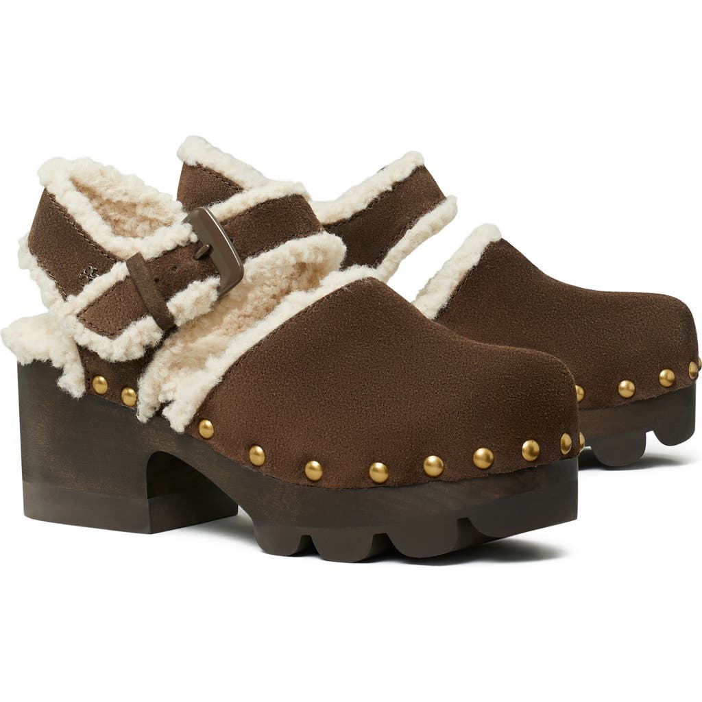 Tory Sport by Tory Burch Genuine Shearling Lug Sole Clog in Corvino