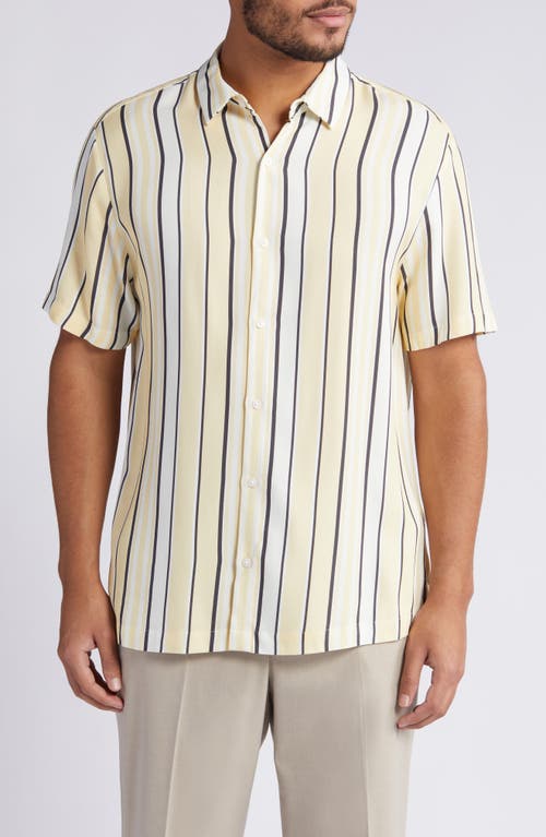 Stripe Short Sleeve Button-Up Shirt in Yellow