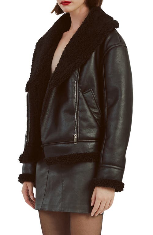 Shop Bardot Dasha Faux Shearling & Faux Leahter Jacket In Black