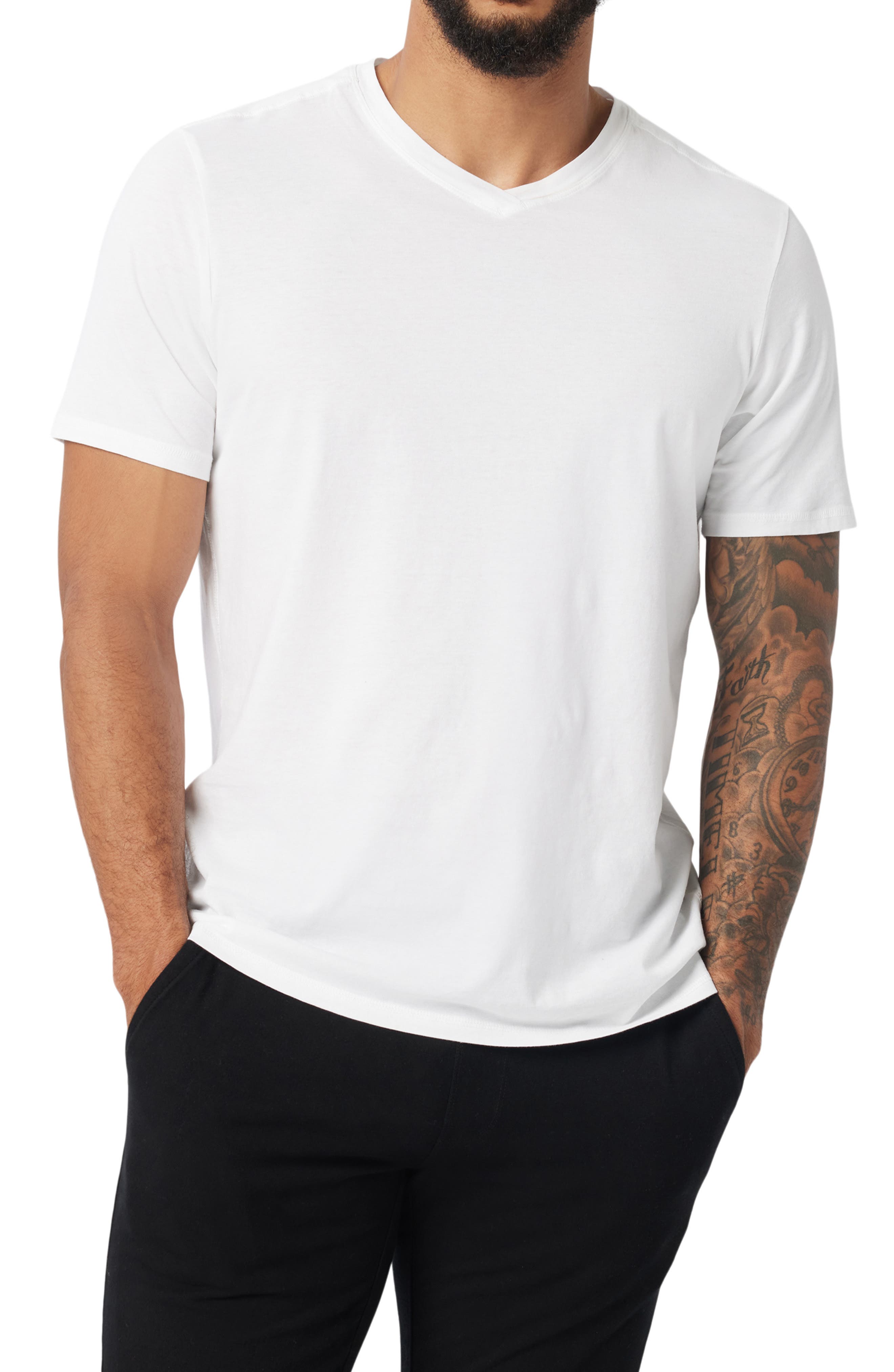 Vanever Men's V-Neck Shirt - Premium Cotton, Breathable, White, Size Medium - View #5
