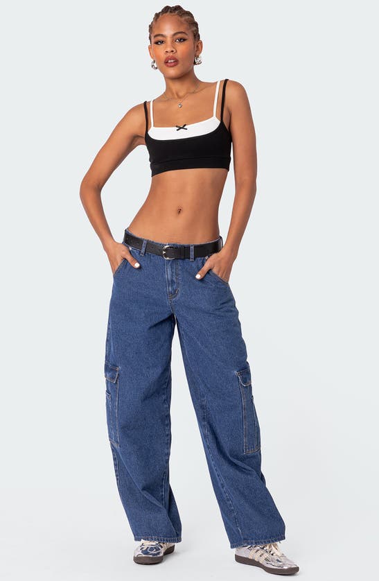 Edikted Gracie Layered Bra Top In Black-and-white