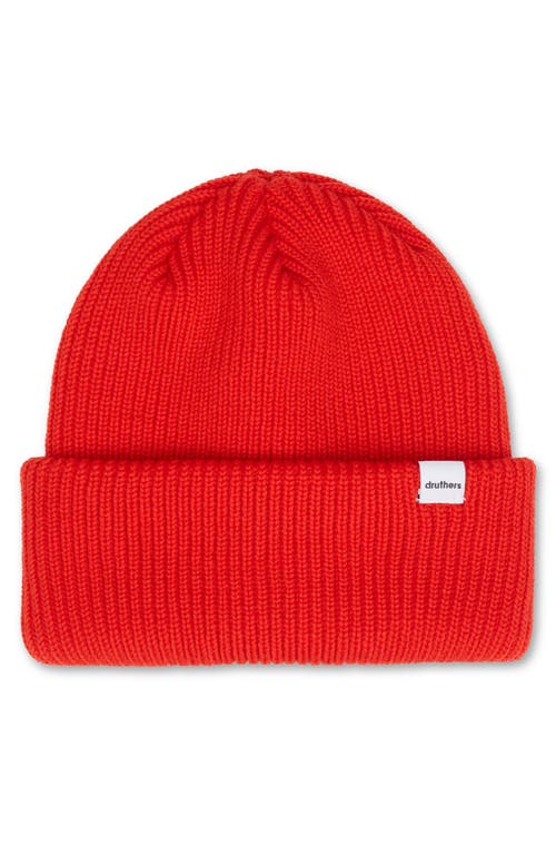 Druthers Nyc Merino Wool Ribbed Beanie In Red