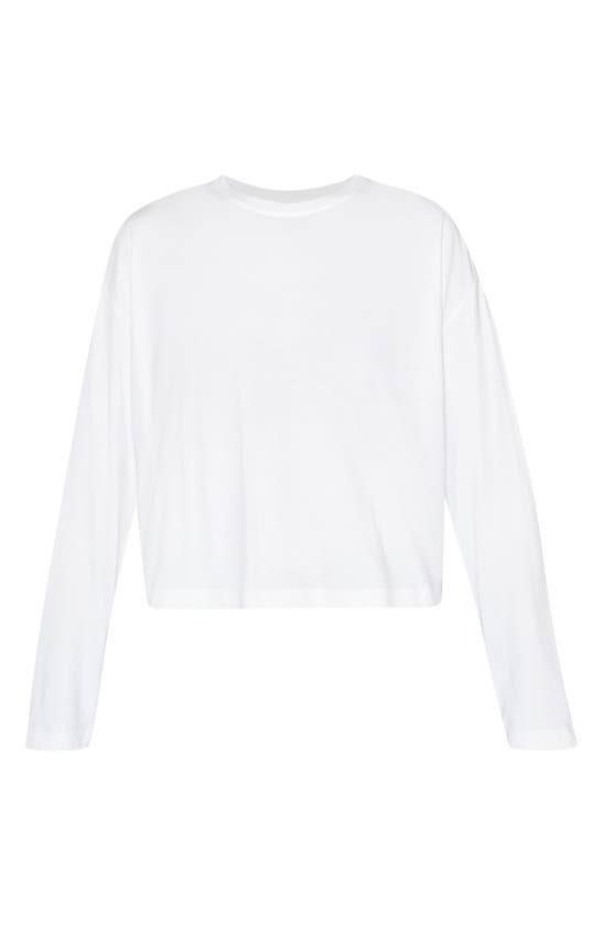 Shop Sweaty Betty Essential Long Sleeve Organic Cotton Blend Crop T-shirt In White