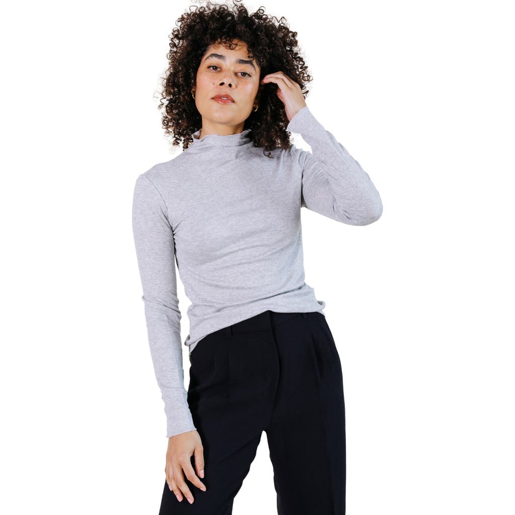 Poplinen Norma Modal Ribbed Turtleneck In Heather Gray