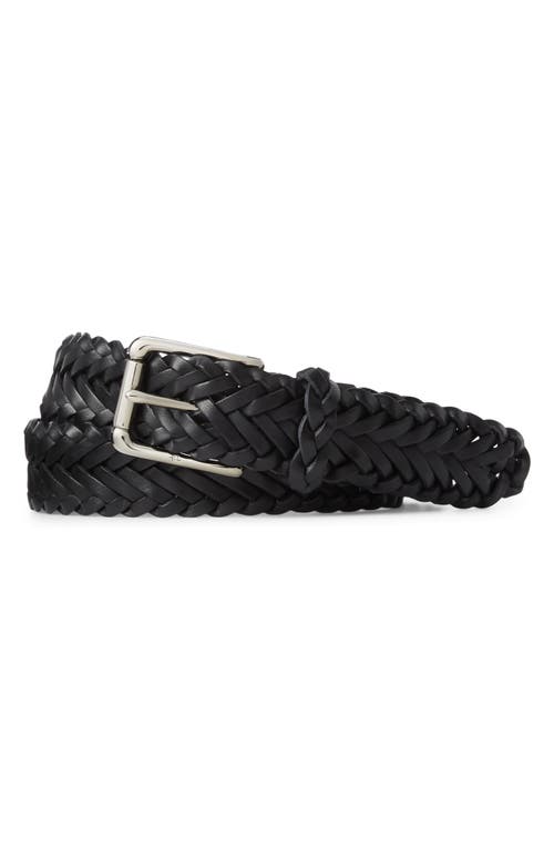 Ralph Lauren Purple Label Braided Leather Belt Black at Nordstrom,