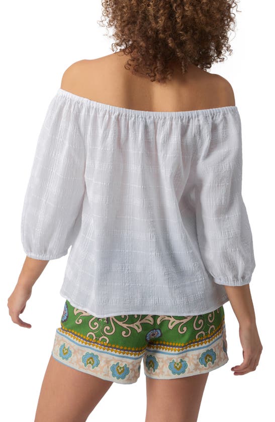 Shop Sanctuary Beach To Bar Off The Shoulder Textured Cotton Top In White