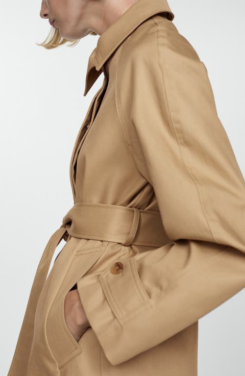 Shop Mango Tie Belt Trench Coat In Medium Brown