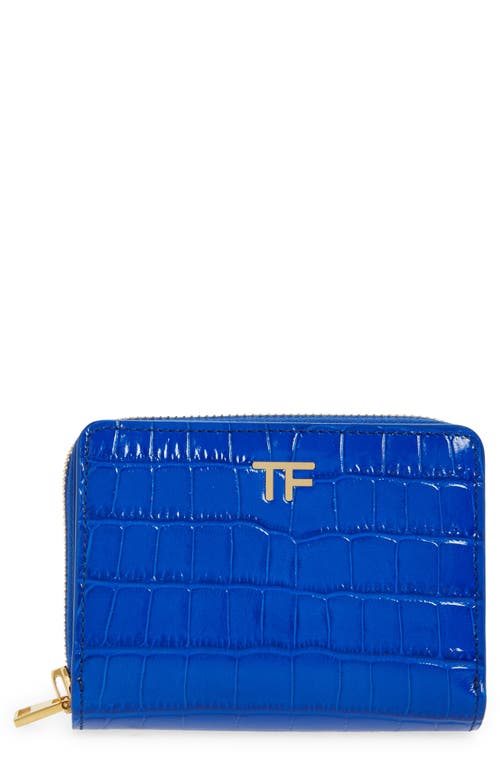 TOM FORD T-Line Croc Embossed Patent Leather Zip Wallet in 1L025 Cobalt at Nordstrom