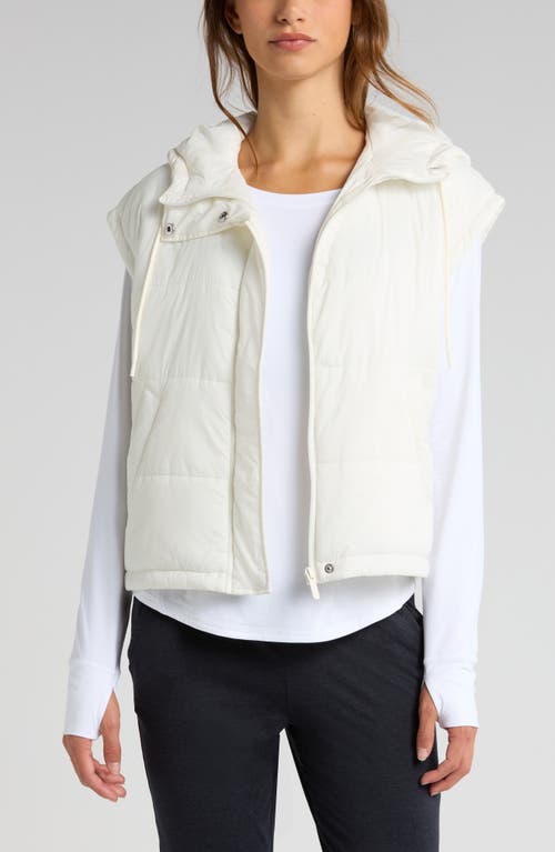 Shop Zella Lightweight Hooded Quilted Vest In Ivory Cloud