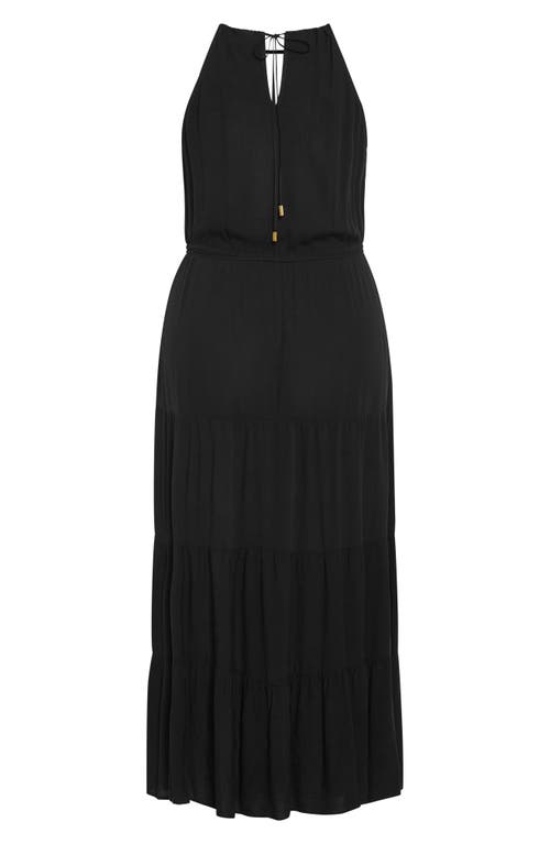 Shop City Chic Stacey Keyhole Tiered Maxi Dress In Black