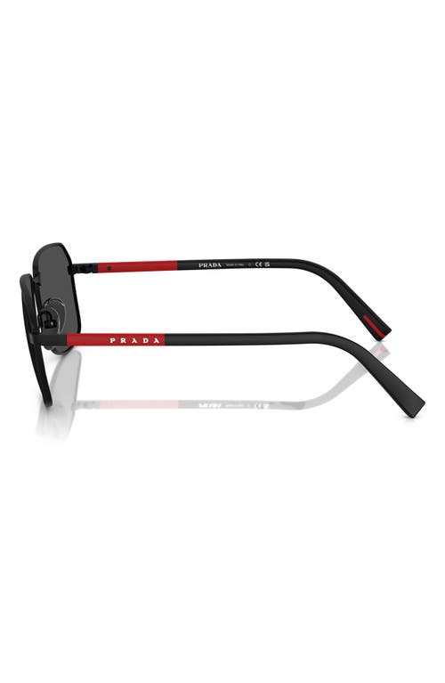Prada Linea Rossa 57mm Rectangular Sunglasses In Matte Black