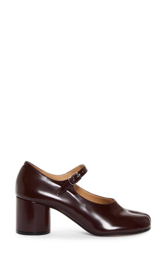 Maison Margiela Tabi Mary Jane 60 Glossed Leather Pumps In Burgundy