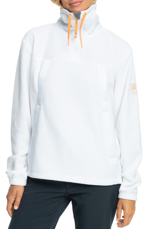 Roxy Chloe Kim Quarter Zip Fleece Layer in Bright White at Nordstrom, Size X-Small