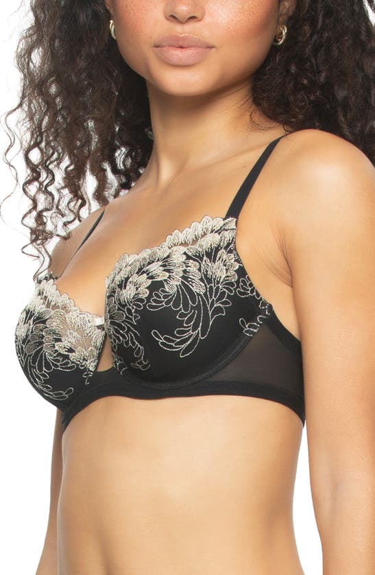 Shop Felina Aura Underwire Contour Demi Bra In Black Champagne