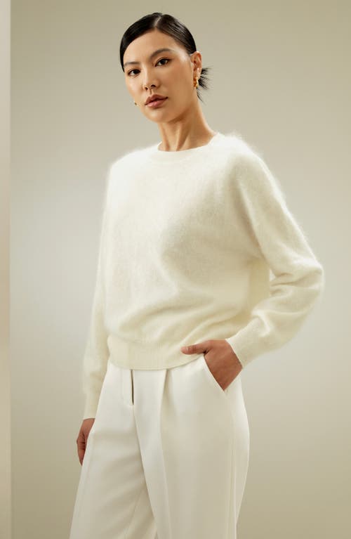 Lilysilk Classic Round Neck Cashmere Sweater For Women In White