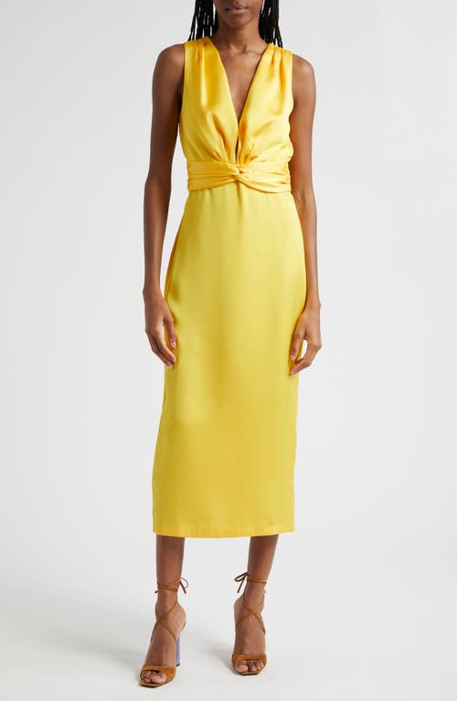 Ramy Brook Talon Twisted Satin Maxi Dress Bright Lemon at Nordstrom,