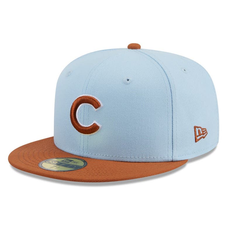 Shop New Era Light Blue/brown Chicago Cubs Spring Color Basic Two-tone 59fifty Fitted Hat