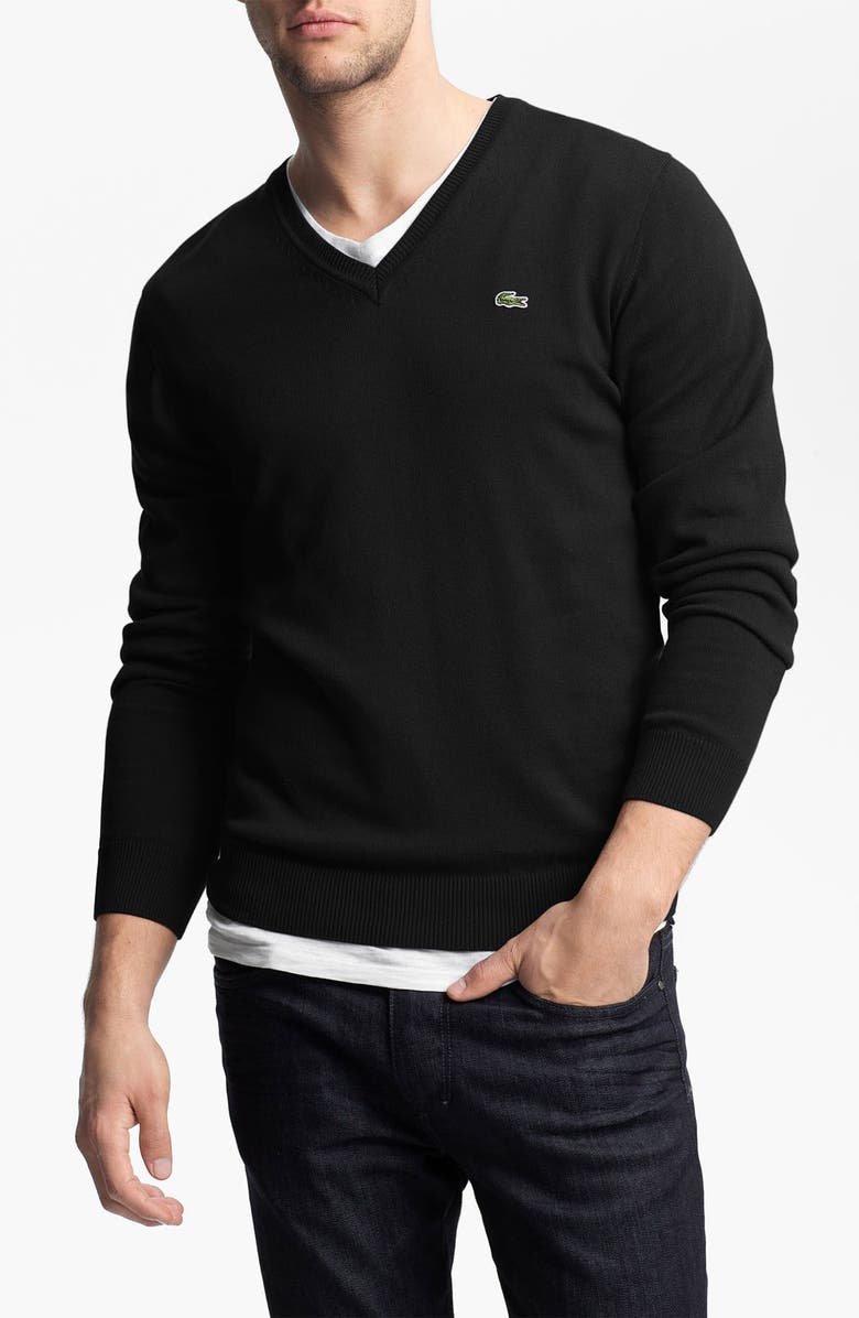 Lacoste Jersey Cotton V-Neck Sweater | Nordstrom