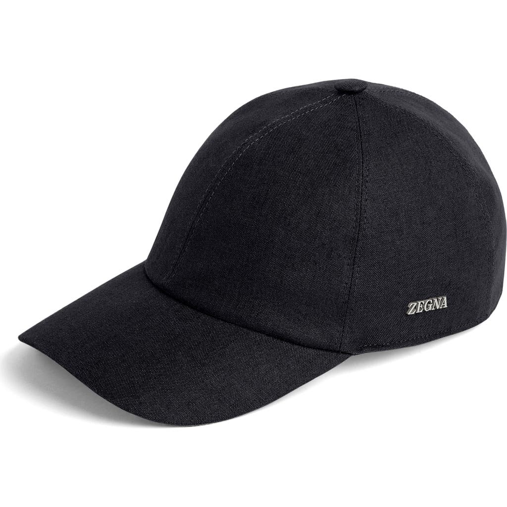 Zegna Casquette En Oasi Cashmere Bleu Foncé In Blue Ciano