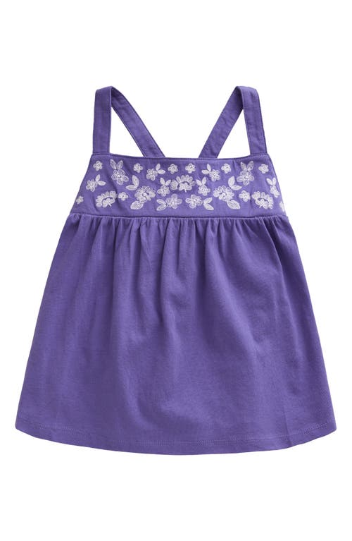 Mini Boden Kids' Floral Embroidered Crossback Trapeze Tank Wisteria Blue at Nordstrom,