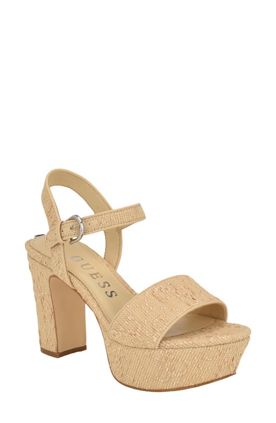 Guess Haldem Platform Sandal In Light Natural