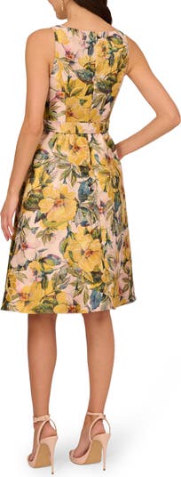 Adrianna Papell Floral Jacquard A Line Dress Nordstrom