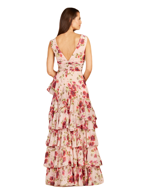 Lara New York Ruffle Skirt Print Dress In Pink