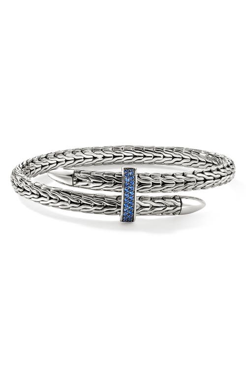 Shop John Hardy Spear Silver Bypass Bracelet In Silver/blue