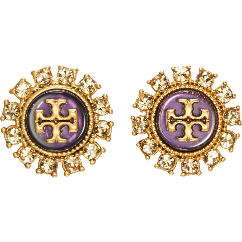 Tory Burch Kira Crystal Stud Earrings In Gold