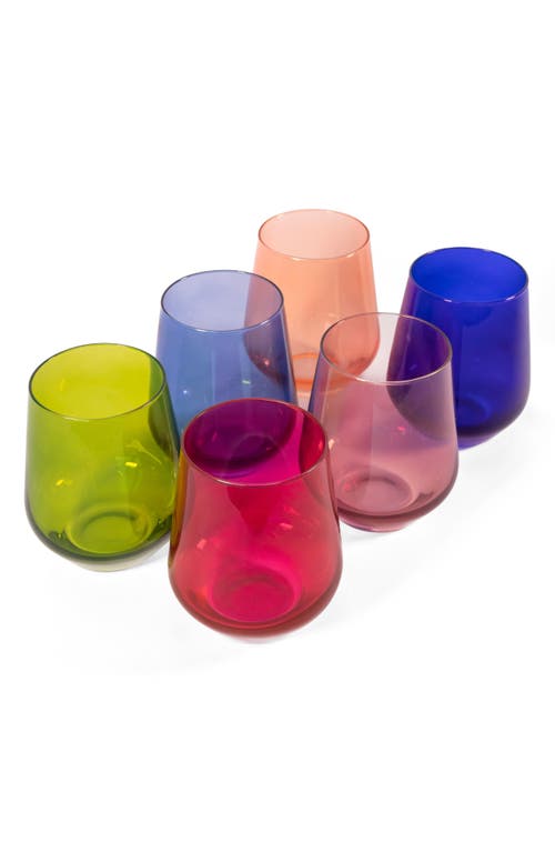 Estelle Colored Glass Set of 6 Stemless Wine Glasses in Mixed 