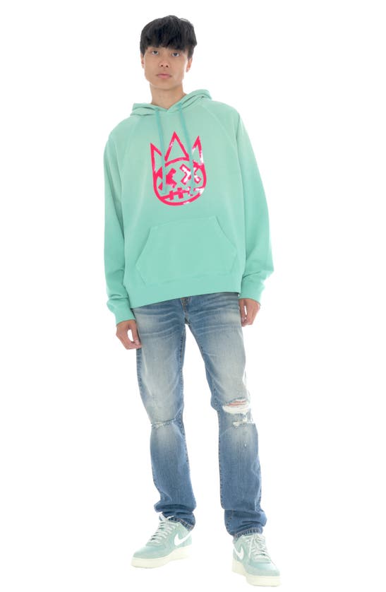 Shop Cult Of Individuality Shimuchan Flocked Logo Graphic Hoodie In Vintage Mint