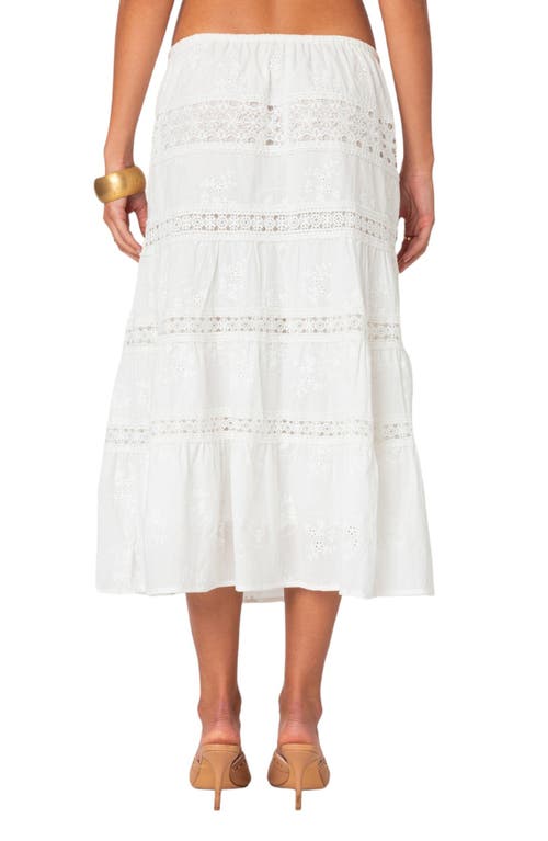 Edikted Eyelet Embroidery Cotton Midi Skirt In White