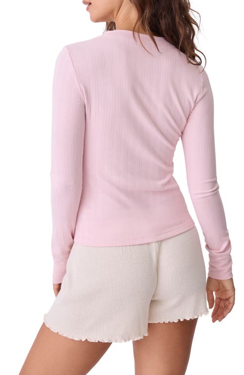 Shop Pj Salvage Back To Basics Long Sleeve Lounge Henley In Blush