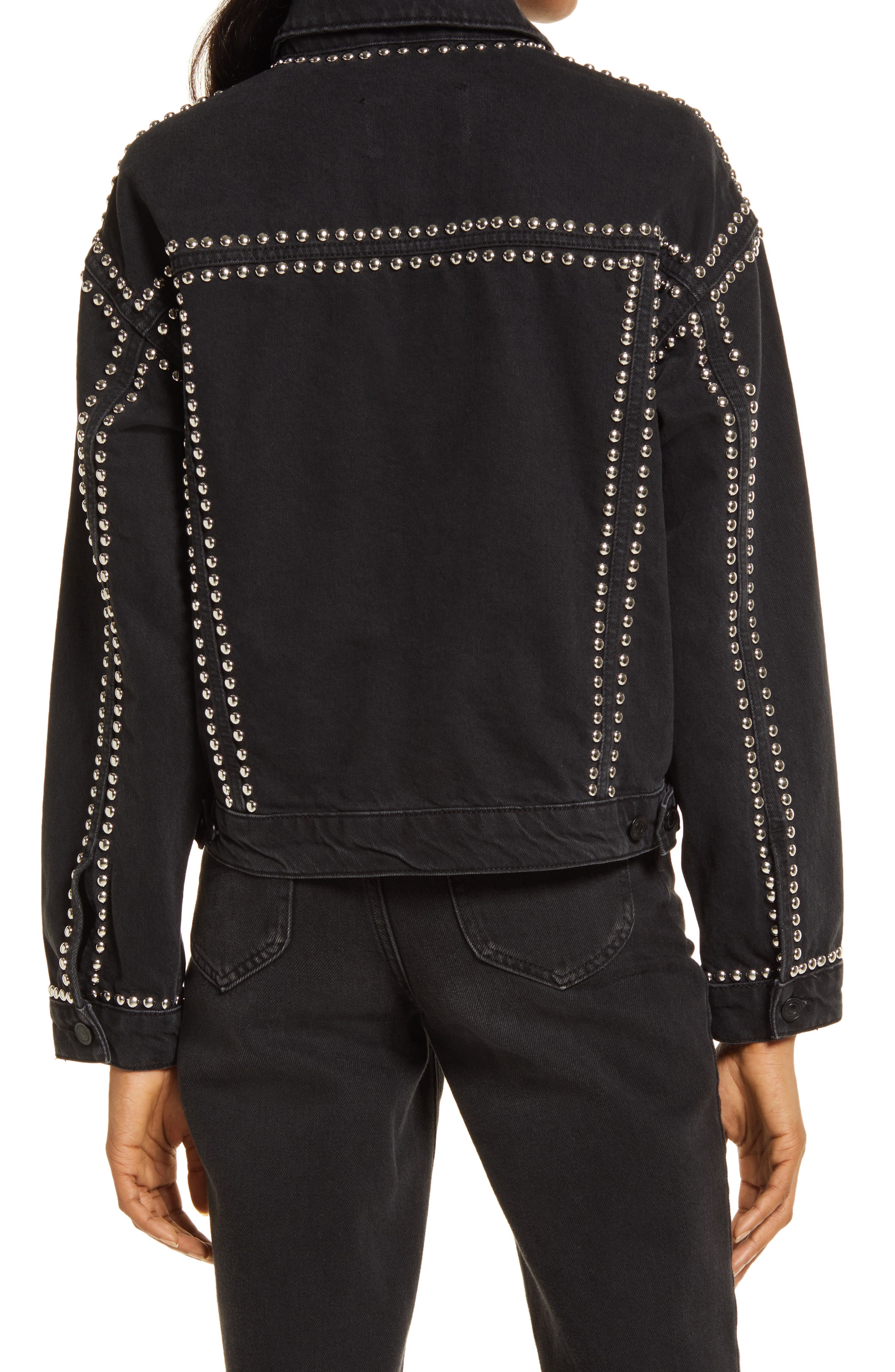 all saints studded denim jacket