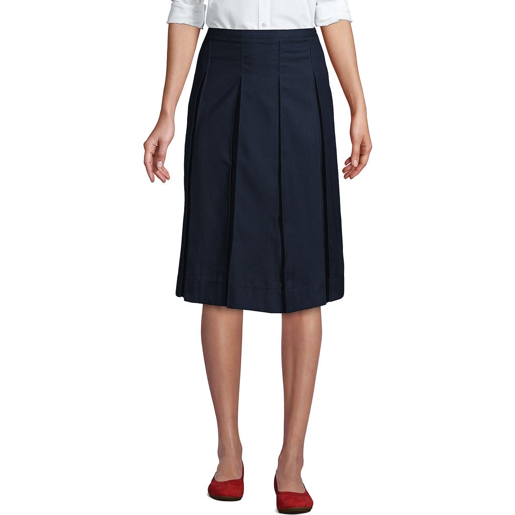 Shop Lands' End School Uniform Solid Box Pleat Skirt Below The Knee In Classic Navy