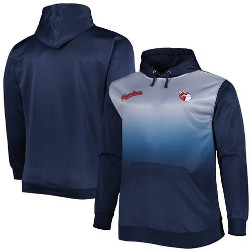 PROFILE Men's Navy Cleveland Guardians Fade Sublimated Fleece Pullover Hoodie