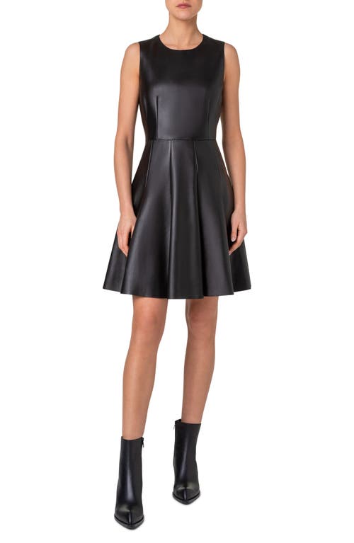Akris Sleeveless Leather Fit & Flare Dress In Black