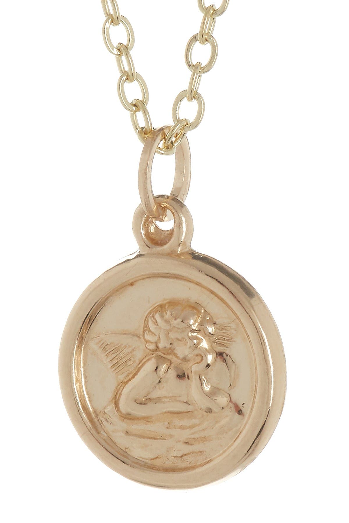 Best Silver Inc. 14k Solid Gold Angel Medallion Pendant Necklace