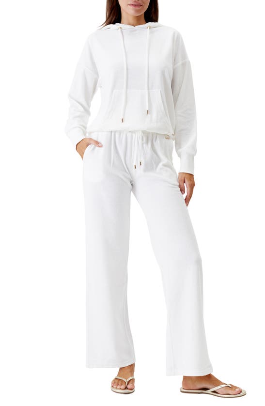Shop Melissa Odabash Nora Drop Shoulder French Terry Cover-up Hoodie In White